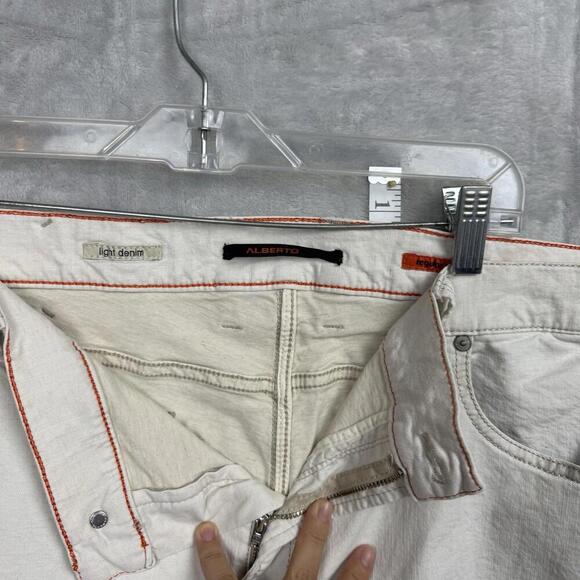 Alberto White Linen Blend Pants W42 L31 Men’s Dynamic Superfit Stretch Chino - Picture 6 of 11